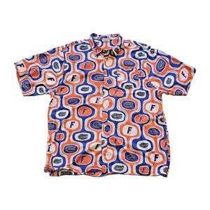 Wes‎ and Willy Florida Gators Shirt Mens XXXL Blue Orange Button Down Hawaiian